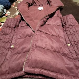 Old Navy Maroon Puffer Vest with Hood